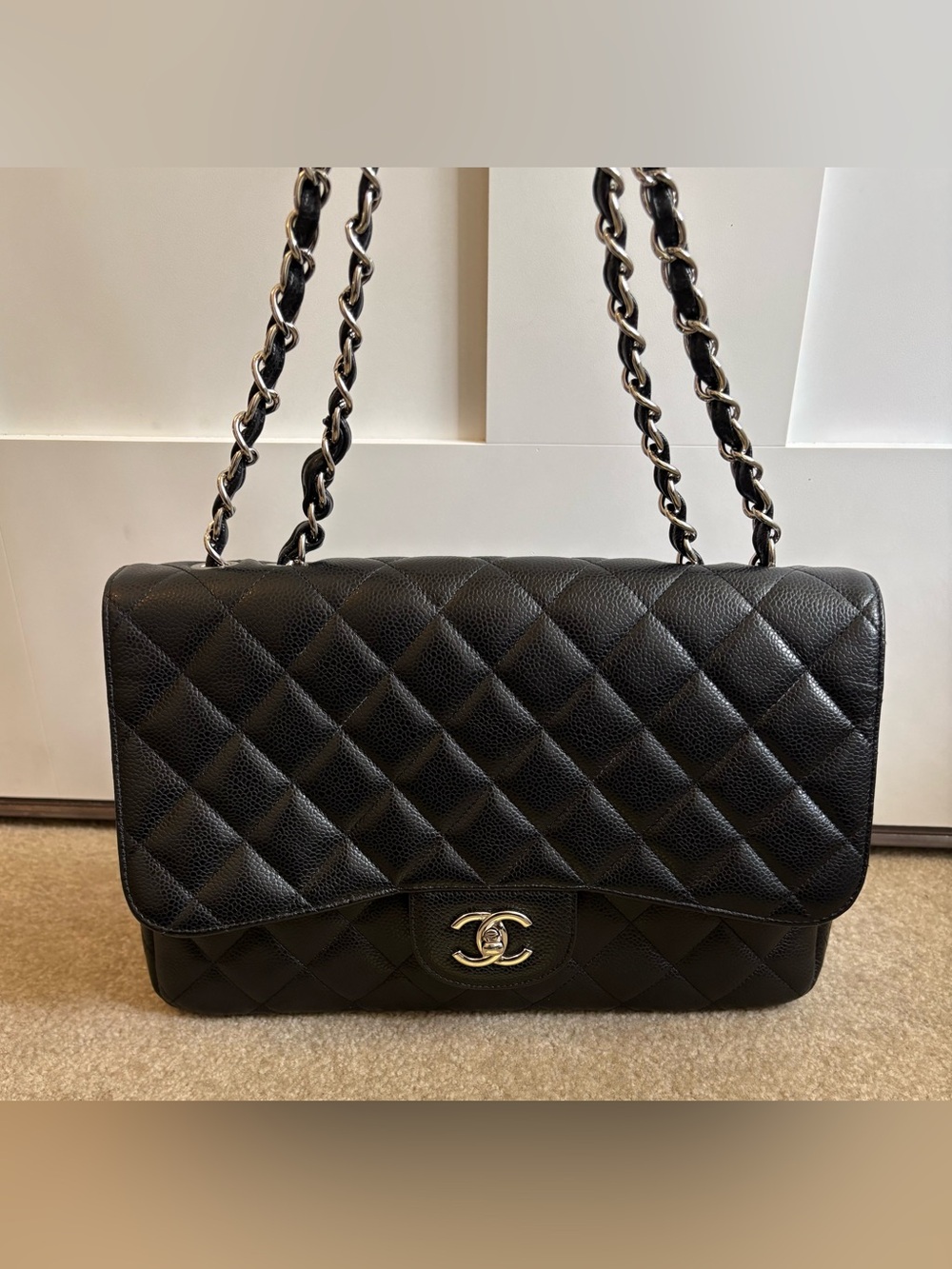 Chanel Classic Single Flap - Jumbo - Caviar - Silver Hardware